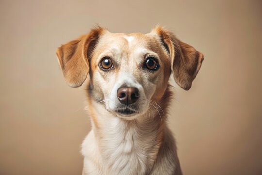 Minimalist pet photography: adorable puppy, clean background, sweet portrait.
