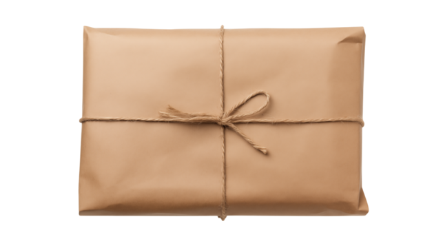 Rustic Brown Paper Package Tied with Twine E commerce Shipping Delivery Concept