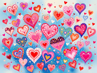Hearts, Pink, Pattern, Love, Romantic, Cute, Valentine's Day, Repeating, Symmetrical, Playful, Whimsical, Soft, Delicate, Feminine, Charming, Sweet, Adorable, Light, Pastel, Gentle, Tender, Warm, Invi