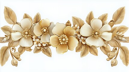 Elegant Gold and White Floral Ornament