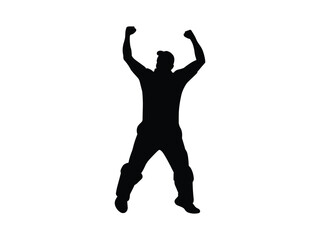 Bowler Celebrating Wicket Silhouette Set for Sports Graphics