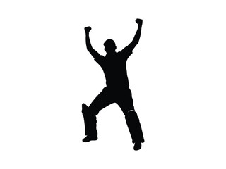 Bowler Celebrating Wicket Silhouette Set for Sports Graphics