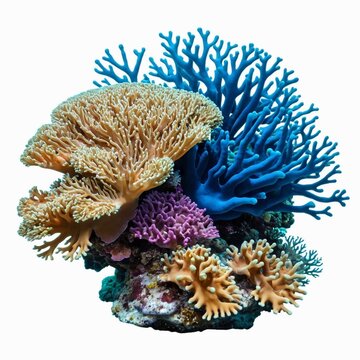 Real Pavona coral ocean reef blue.  on white background