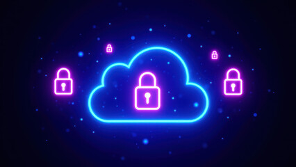This image depicts a digital cloud with multiple padlock icons, representing secure data storage or online security measures.