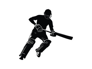 Fototapeta premium Cricket Player Running Silhouette | Sports Vector Art