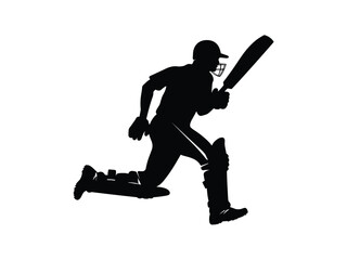 Cricket Player Running Silhouette | Sports Vector Art