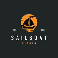 Sailboat Logo Design, Fishing Boat Illustration, Fishing Boat Company Brand Vector Icon, Boat Shop Design, Fish Shop, Transportation