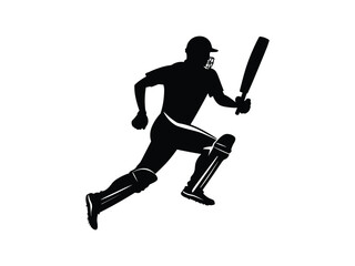 Cricket Player Running Silhouette | Sports Vector Art