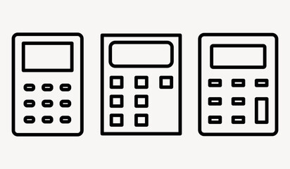 calculator outline or line icon design bundle.