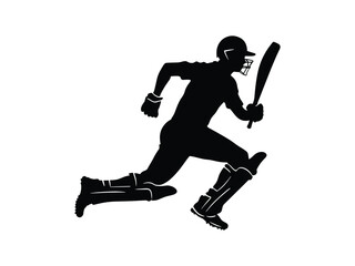Cricket Player Running Silhouette | Sports Vector Art