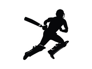 Cricket Player Running Silhouette | Sports Vector Art
