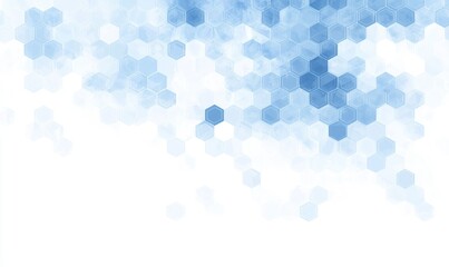 Abstract blue hexagons fading on white background for tech or science design