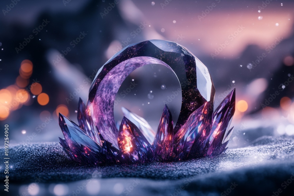 Poster a fantastical voip call concept with glowing sound waves connecting two magical crystal devices, sur