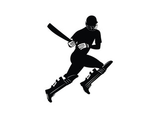 Cricket Player Running Silhouette | Sports Vector Art