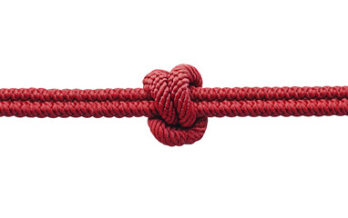 Red Rope Tied with a Knot isolated on transparent Background