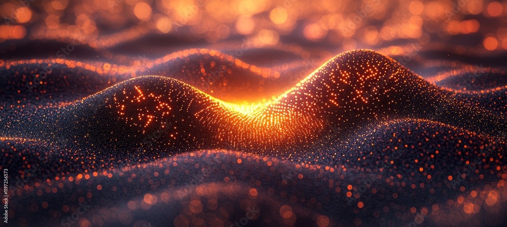 Poster glowing particle network. technology, data, abstract connections visualized in an elegant design