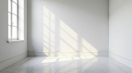 Sunlight Illuminates an Empty Room with White Walls and a Tiled Floor, Offering a Sense of Calm and Serenity