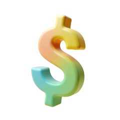 Naklejka premium colorful 3d pastel dollar sign symbol