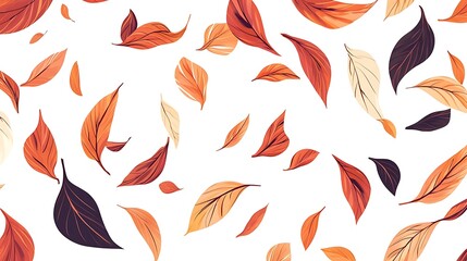 Fototapeta premium Falling Autumn Leaves: A Warm, Simple Illustration