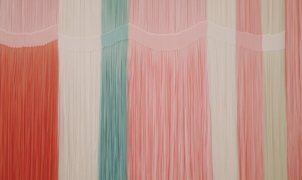 Colorful sheer curtains hanging, creating a vibrant backdrop for events or room dividers