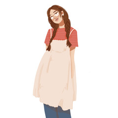 Pretty girl of fashion illustration trendy