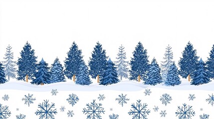 Fototapeta premium Snowy Winter Forest Border