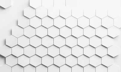 Fototapeta premium White hexagonal tile pattern on wall, modern abstract background, design element