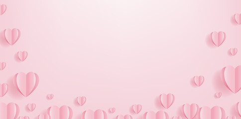 Valentines day Poster With Paper Hearts