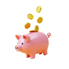 Obraz premium pink piggy bank with gold coins 3d rendering