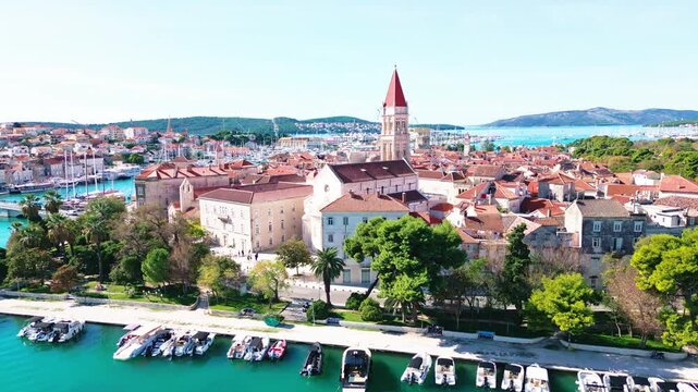 Trogir, Croatia. Aerial view of the old town