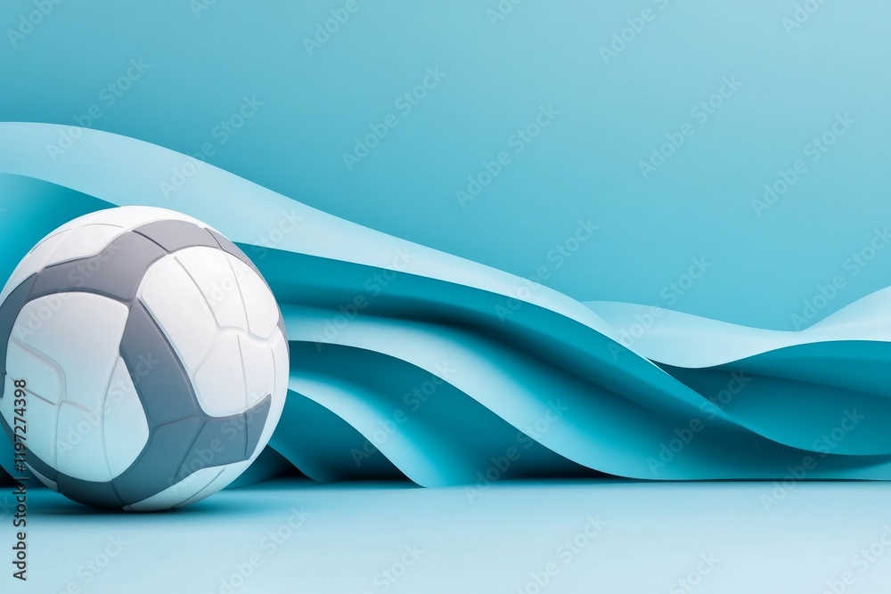 Poster a minimalist illustration of a volleyball net and ball with clean lines, set against a soft gradient