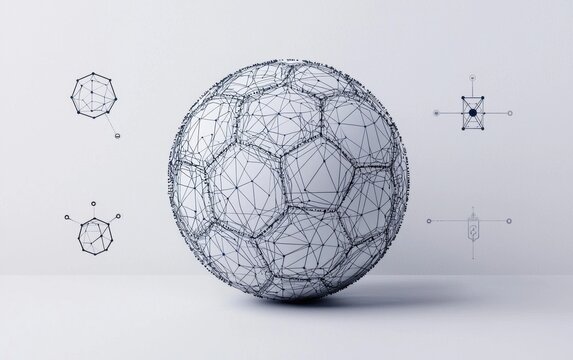 Abstract geometric representation of a soccer ball in 3D space
