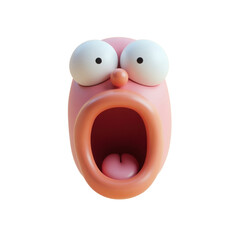 Fototapeta premium 3d rendered cartoon face with wide eyes and open mouth expressing surprise