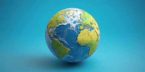 Obraz premium Detailed Earth Globe Model 3D Render Blue Background Global Map