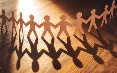 Paper Figures Holding Hands Symbolizing Unity