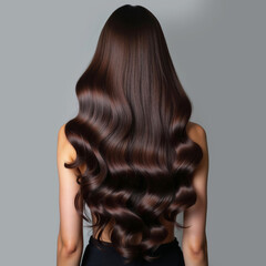 wavy hair brunette back view.