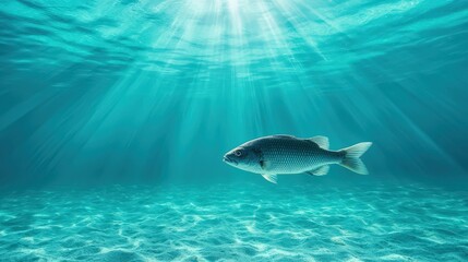 Fototapeta premium Underwater wildlife encounter fish swimming in clear ocean ecosystem serene environment aerial view for nature enthusiasts
