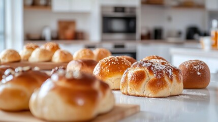 Golden Baked Goods in a Bright Kitchen