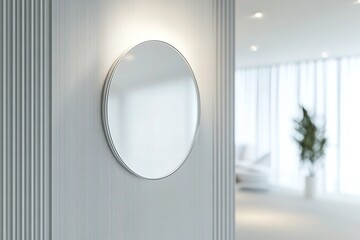 Empty Round Mirror on a Textured Wall, Perfect for Interior Design