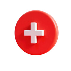 3d red circle with white medical symbol