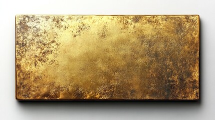 Rectangular gold metal plate, isolated on a transparent background (PNG)
