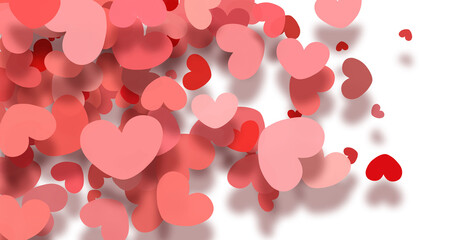 Love background with red hearts for romantic valentines and wedding cards.