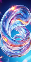 Abstract Colorful Swirling Glass Liquid Design Art