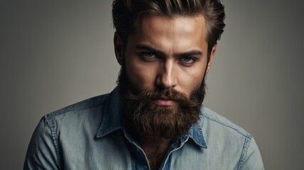 Obraz premium Portrait of a fashion beauty bearded man