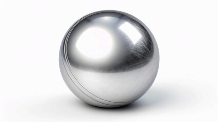 highly polished metallic sphere reflecting a serene outdoor landscape with bare trees and a cloudy sky."