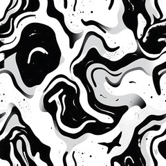 Abstract Monochrome Swirl:  A captivating seamless pattern featuring a dynamic interplay of black, white, and grey swirls, creating a mesmerizing abstract design with a modern and stylish aesthetic.