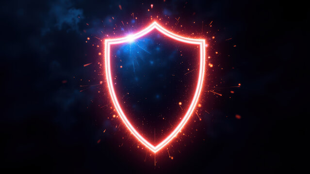 An icon representing a shield with a vibrant glow, symbolizing cybersecurity protection.