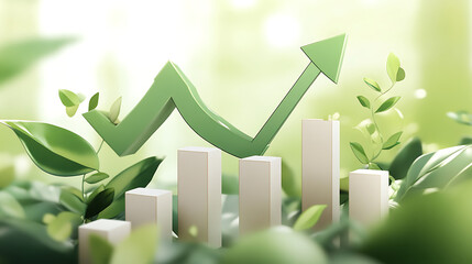 A vibrant growth chart surrounded by lush green foliage, symbolizing financial success and nature
