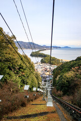 Cable Car Ascending to the Peak of Mt.Monju and Amanohashidate View Land (Hiryukan), Amanohashidate...