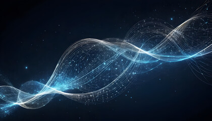 Abstract AI Network Flowing Light Strands with Cosmic Binary Elements